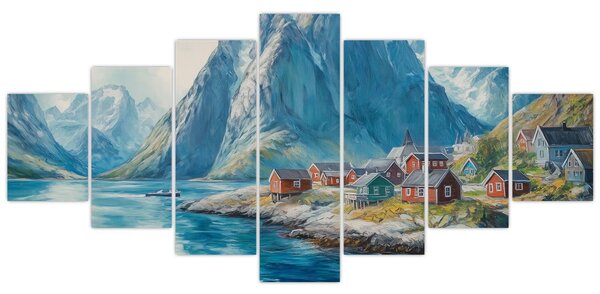 Obraz - Norská vesnička (210x100 cm)