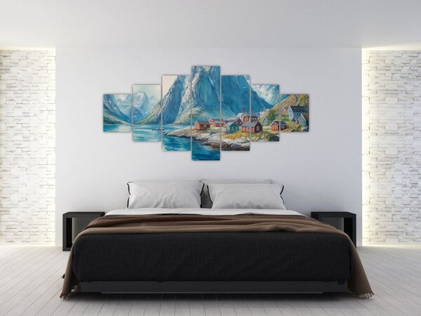 Obraz - Norská vesnička (210x100 cm)