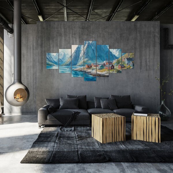 Obraz - Norská vesnička (210x100 cm)