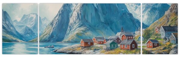 Obraz - Norská vesnička (170x50 cm)