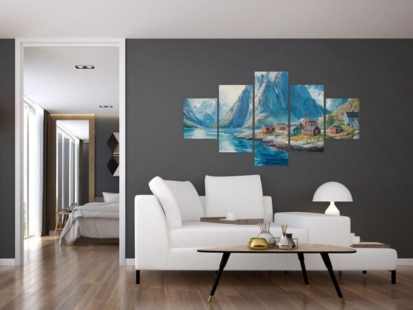 Obraz - Norská vesnička (125x70 cm)