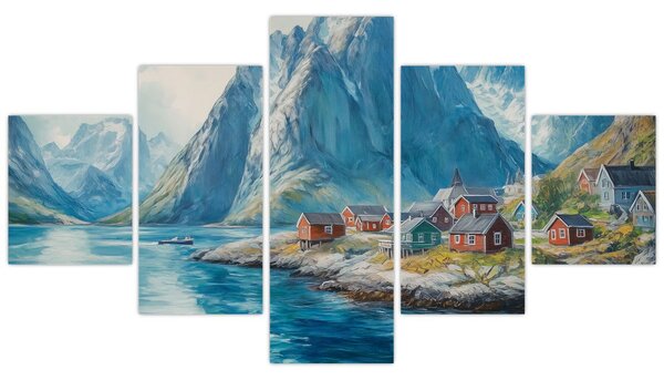 Obraz - Norská vesnička (125x70 cm)