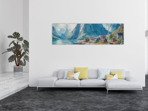 Obraz - Norská vesnička (170x50 cm)