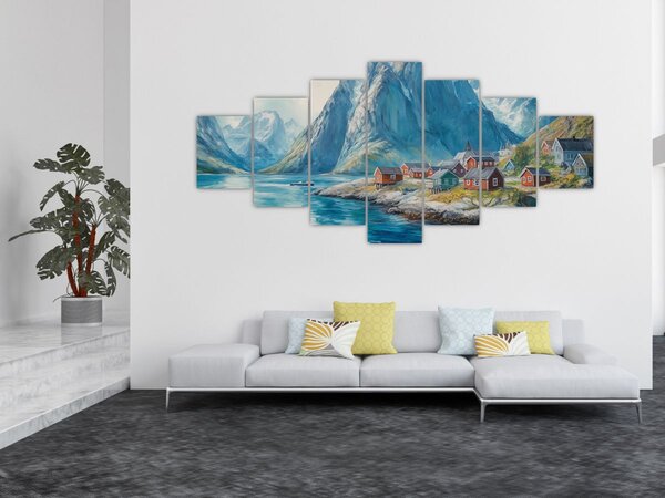 Obraz - Norská vesnička (210x100 cm)