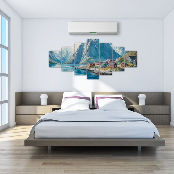 Obraz - Norská vesnička (210x100 cm)