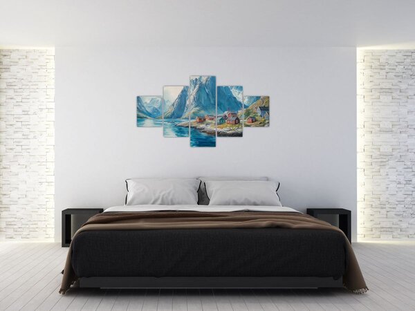 Obraz - Norská vesnička (125x70 cm)