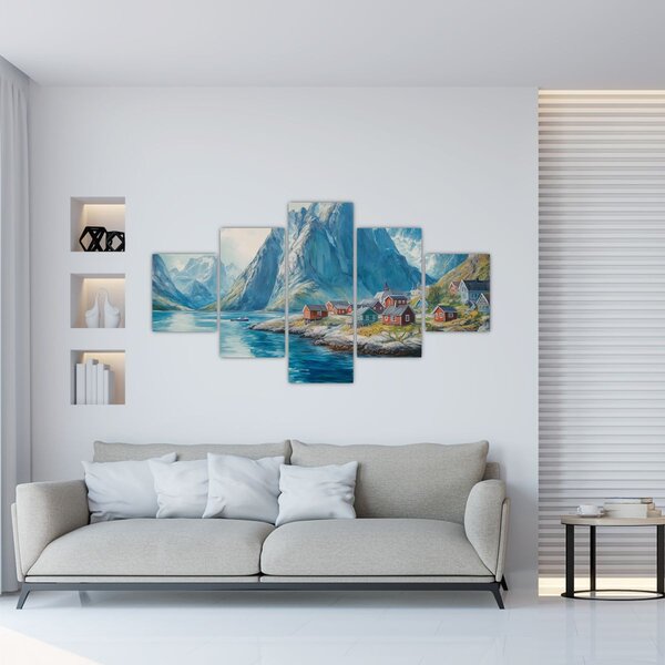 Obraz - Norská vesnička (125x70 cm)