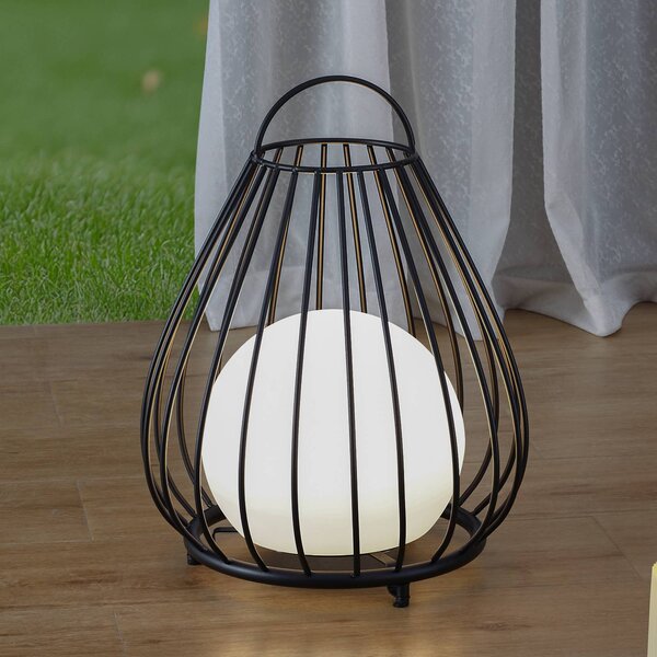Lindby LED solární světlo Kelda, černé, kovové, 38 cm, stmív