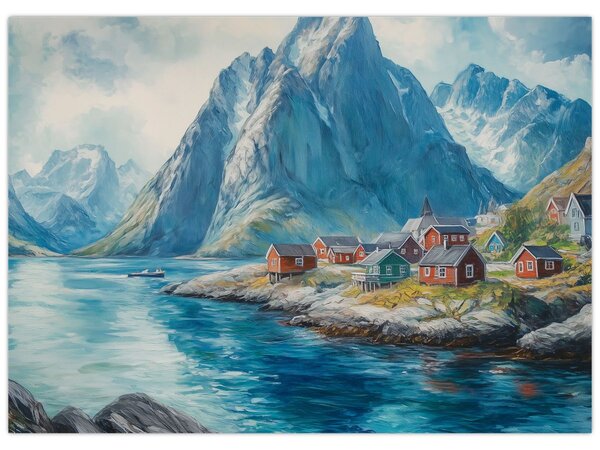 Obraz - Norská vesnička (70x50 cm)