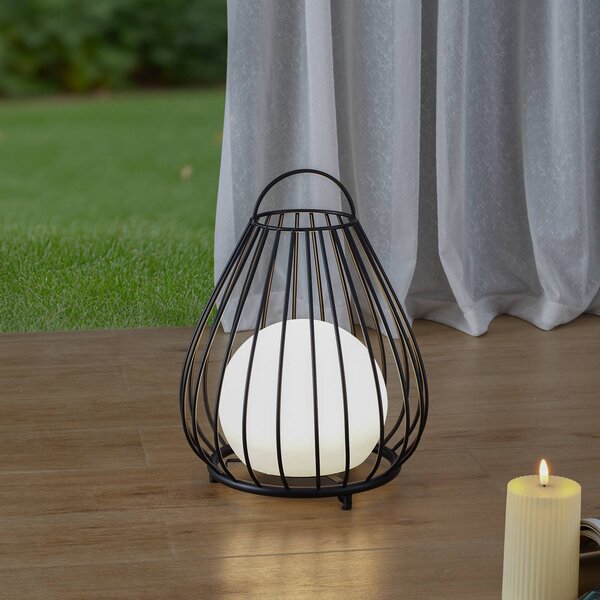 Lindby LED solární světlo Kelda, černé, kovové, 38 cm, stmív