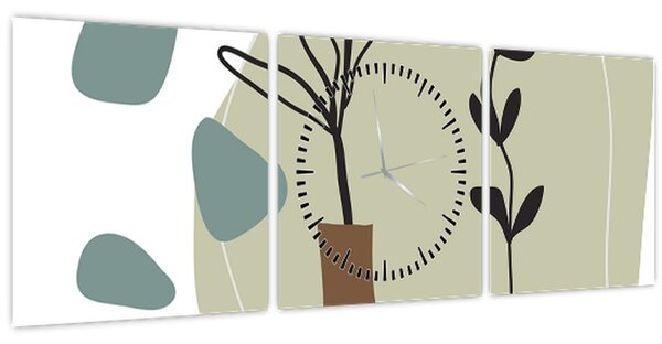 Obraz - Květiny ve váze N⁰2 (s hodinami) (90x30 cm)