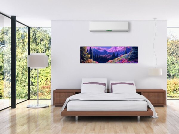 Obraz - Fialová krajina v úplňku (170x50 cm)