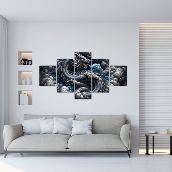 Obraz - Drak v dýmu (125x70 cm)