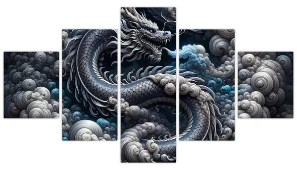 Obraz - Drak v dýmu (125x70 cm)