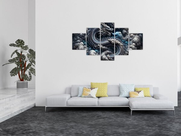 Obraz - Drak v dýmu (125x70 cm)