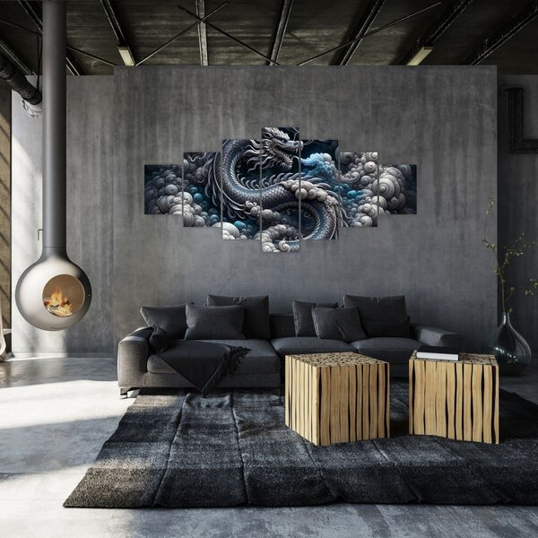Obraz - Drak v dýmu (210x100 cm)