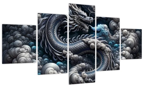 Obraz - Drak v dýmu (125x70 cm)