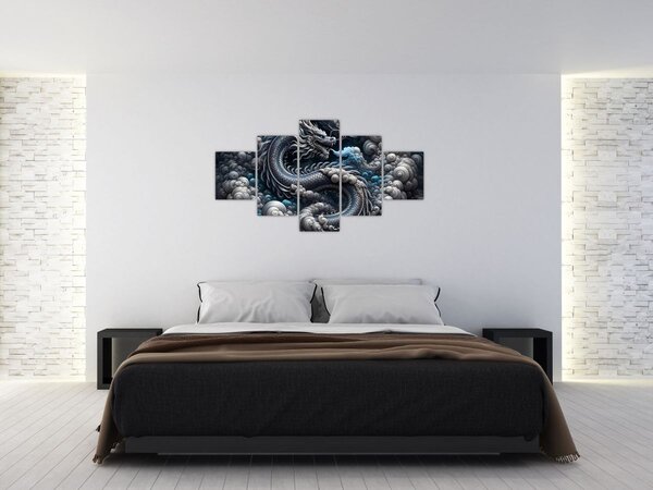 Obraz - Drak v dýmu (125x70 cm)