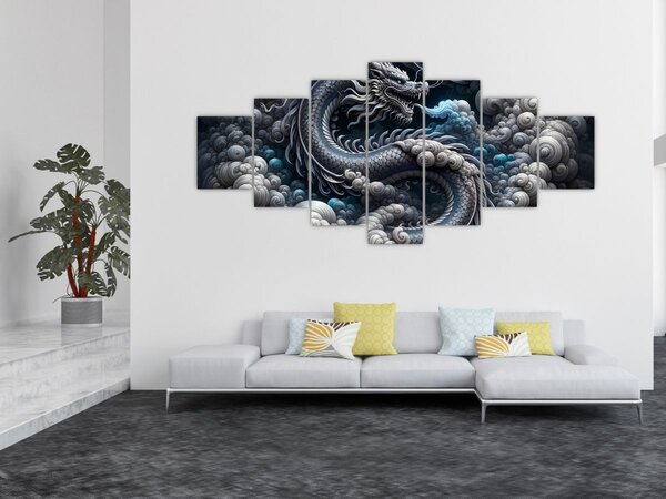 Obraz - Drak v dýmu (210x100 cm)