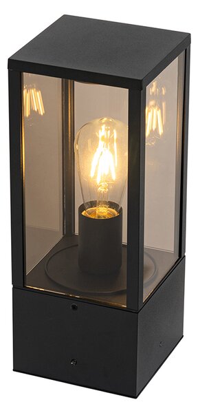 Venkovní stojací lampa černá s kouřovým sklem 40 cm IP44 - Charlois