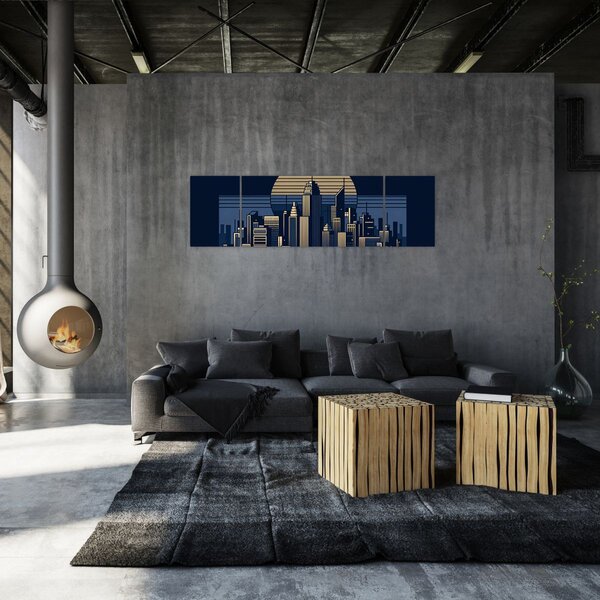 Obraz - Geometrické město (170x50 cm)