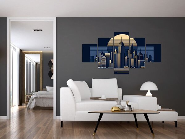 Obraz - Geometrické město (125x70 cm)