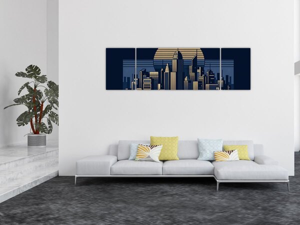 Obraz - Geometrické město (170x50 cm)