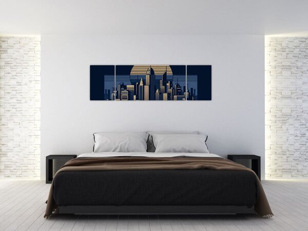 Obraz - Geometrické město (170x50 cm)