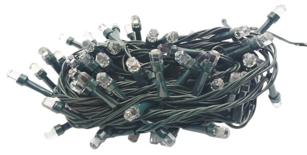 Venkovní LED vánoční řetěz se šestihrannými LED diodami, různobarevná, 10m, 100 LED