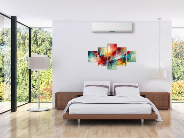 Obraz - Abstrakce s červenou (125x70 cm)