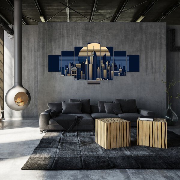 Obraz - Geometrické město (210x100 cm)