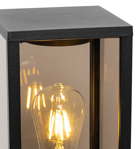Venkovní stojací lampa černá s kouřovým sklem 40 cm IP44 - Charlois