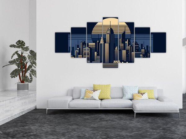 Obraz - Geometrické město (210x100 cm)