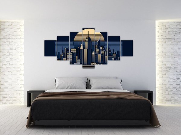 Obraz - Geometrické město (210x100 cm)