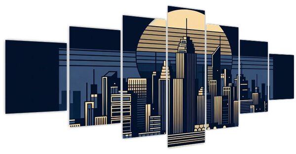 Obraz - Geometrické město (210x100 cm)