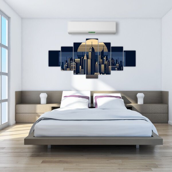 Obraz - Geometrické město (210x100 cm)