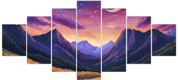 Obraz - Fialová krajina (210x100 cm)