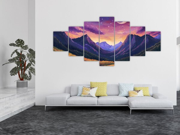 Obraz - Fialová krajina (210x100 cm)