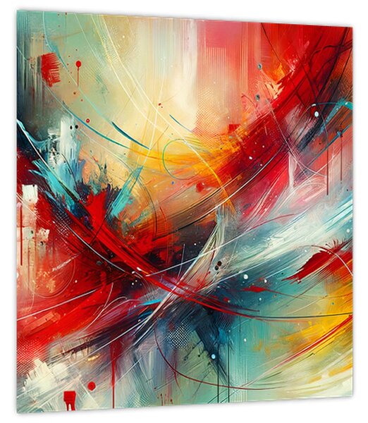 Obraz - Abstrakce s červenou (30x30 cm)