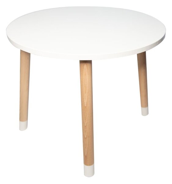 Kulatý dětský stůl ze dřeva + jméno ZDARMA - Bílá