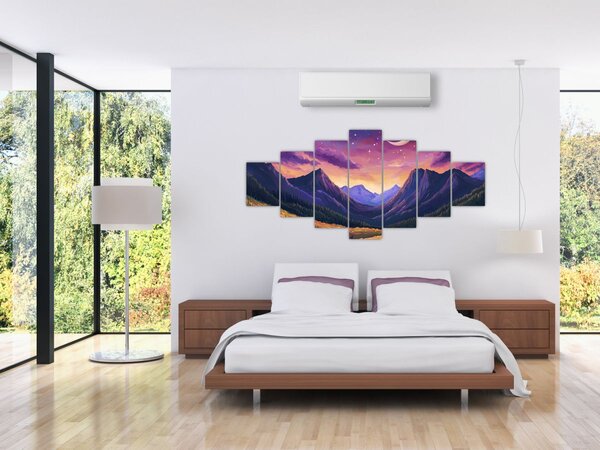 Obraz - Fialová krajina (210x100 cm)
