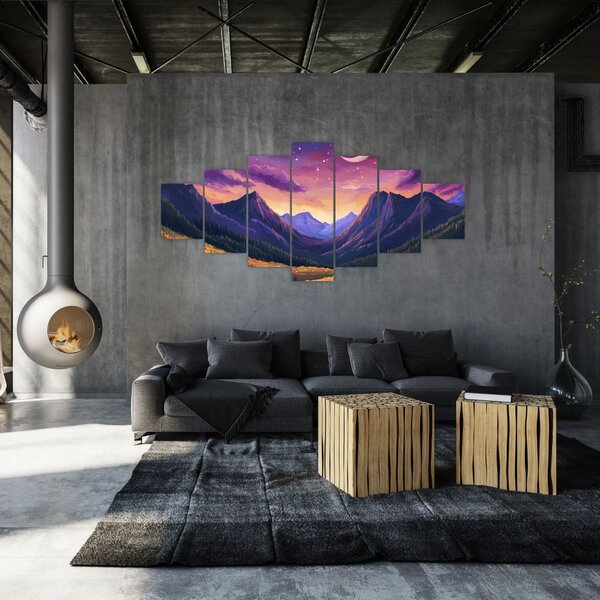 Obraz - Fialová krajina (210x100 cm)