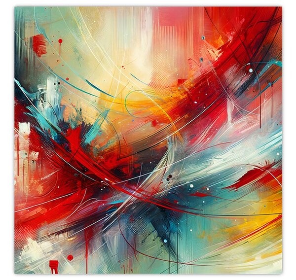 Obraz - Abstrakce s červenou (30x30 cm)