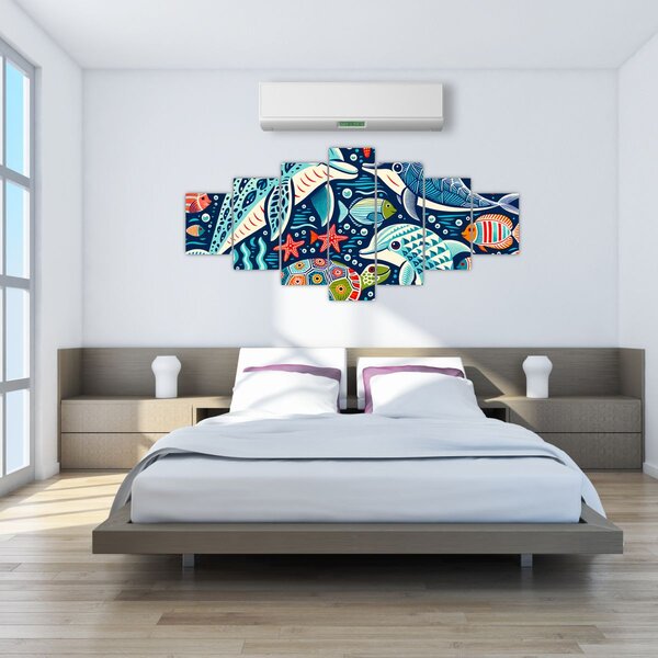 Obraz - Kreslená vodní zvířátka (210x100 cm)