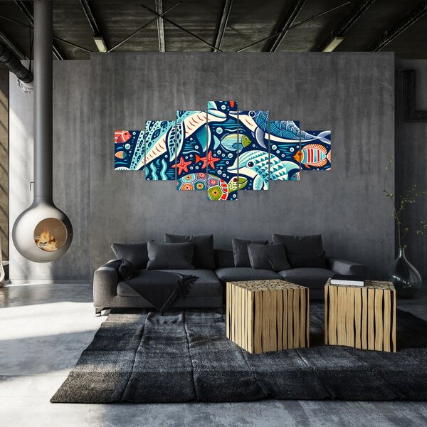 Obraz - Kreslená vodní zvířátka (210x100 cm)