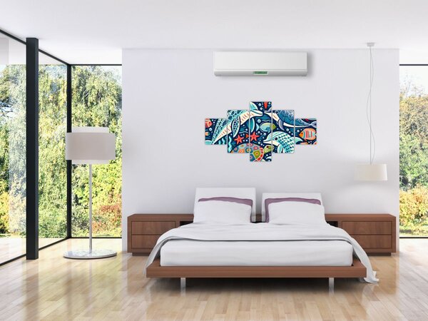 Obraz - Kreslená vodní zvířátka (125x70 cm)