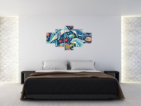 Obraz - Kreslená vodní zvířátka (125x70 cm)