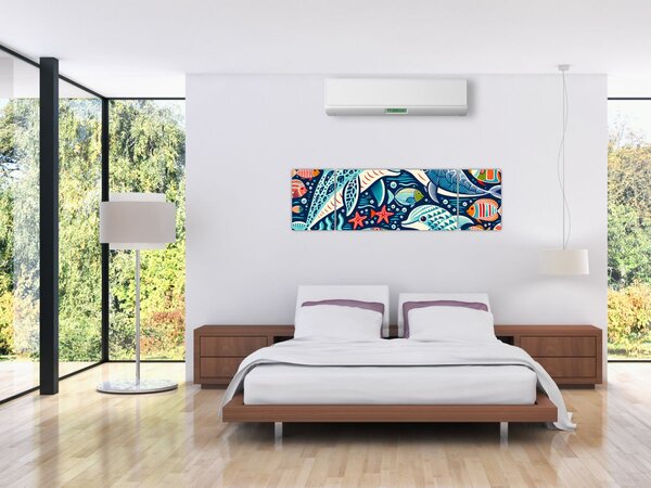 Obraz - Kreslená vodní zvířátka (170x50 cm)