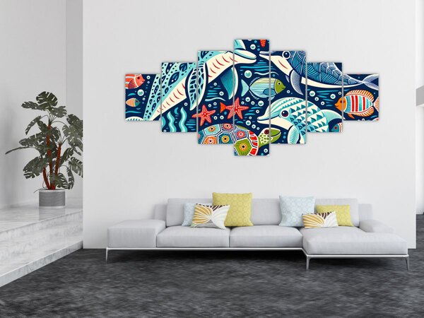 Obraz - Kreslená vodní zvířátka (210x100 cm)