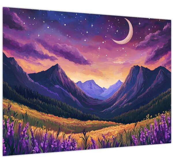 Obraz - Fialová krajina (70x50 cm)